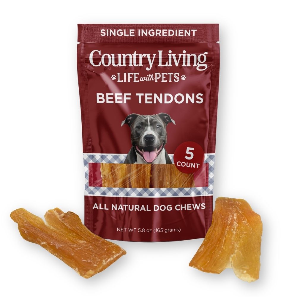 Country Living 5-6 Beef Backstrap Tendon Dog Chews  5 Count Bag  All-Natural, Long-Lasting, High-Protein Dog Treats  Single-Ingredient, Grain-Free