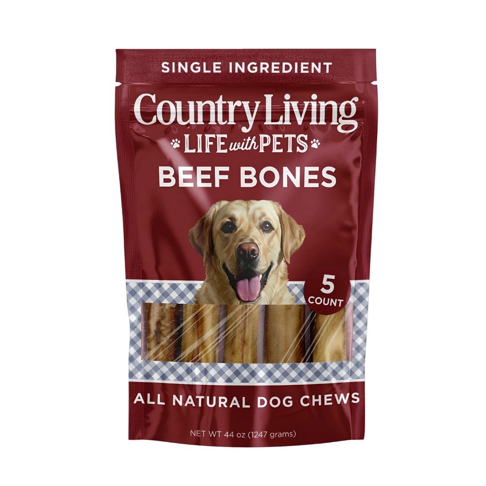 Country Living 5-6 Beef Center Cut Bones for Dogs  5 Count Bag  All-Natural, Long-Lasting Dog Chews  Single-Ingredient, High-Protein, Rawhide-Free  Supports Dental Health