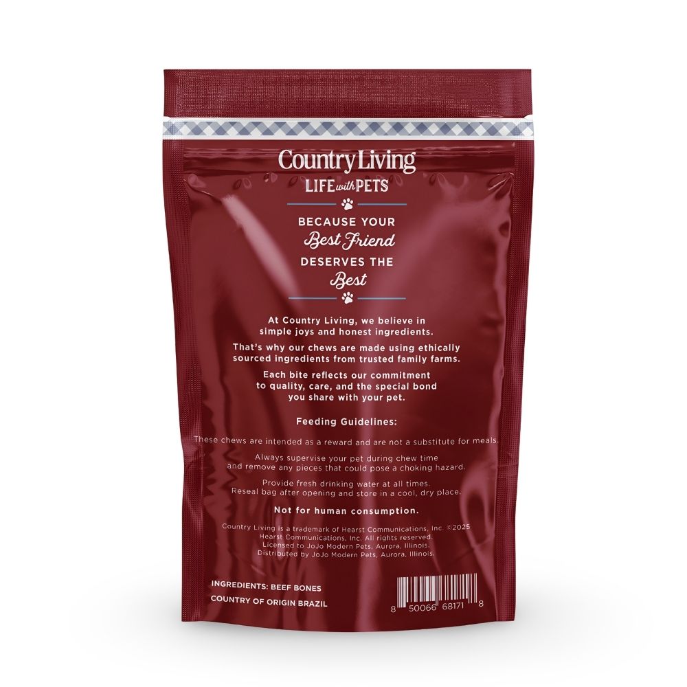 Country Living 5-6 Beef Center Cut Bones for Dogs  5 Count Bag  All-Natural, Long-Lasting Dog Chews  Single-Ingredient, High-Protein, Rawhide-Free  Supports Dental Health