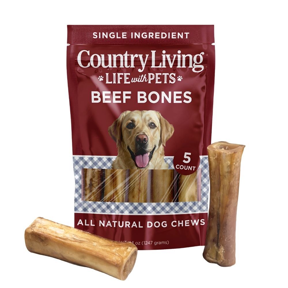 Country Living 5-6 Beef Center Cut Bones for Dogs  5 Count Bag  All-Natural, Long-Lasting Dog Chews  Single-Ingredient, High-Protein, Rawhide-Free  Supports Dental Health