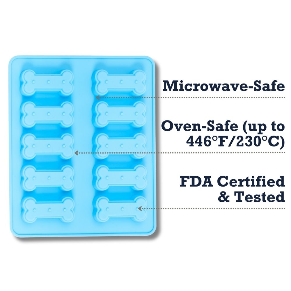 Country Living Bone-Shaped Silicone Baking Tray (10-Cavity Mold)  for Homemade Dog Treats, Candy, Cookies, Chocolate, and Ice Cubes