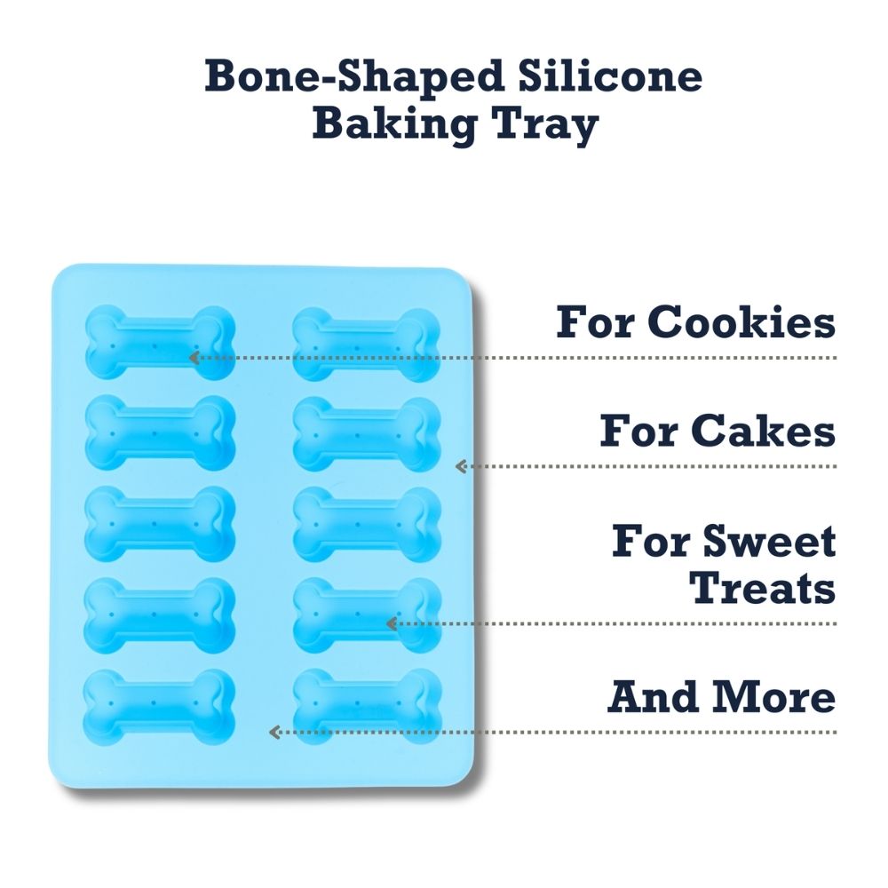 Country Living Bone-Shaped Silicone Baking Tray (10-Cavity Mold)  for Homemade Dog Treats, Candy, Cookies, Chocolate, and Ice Cubes