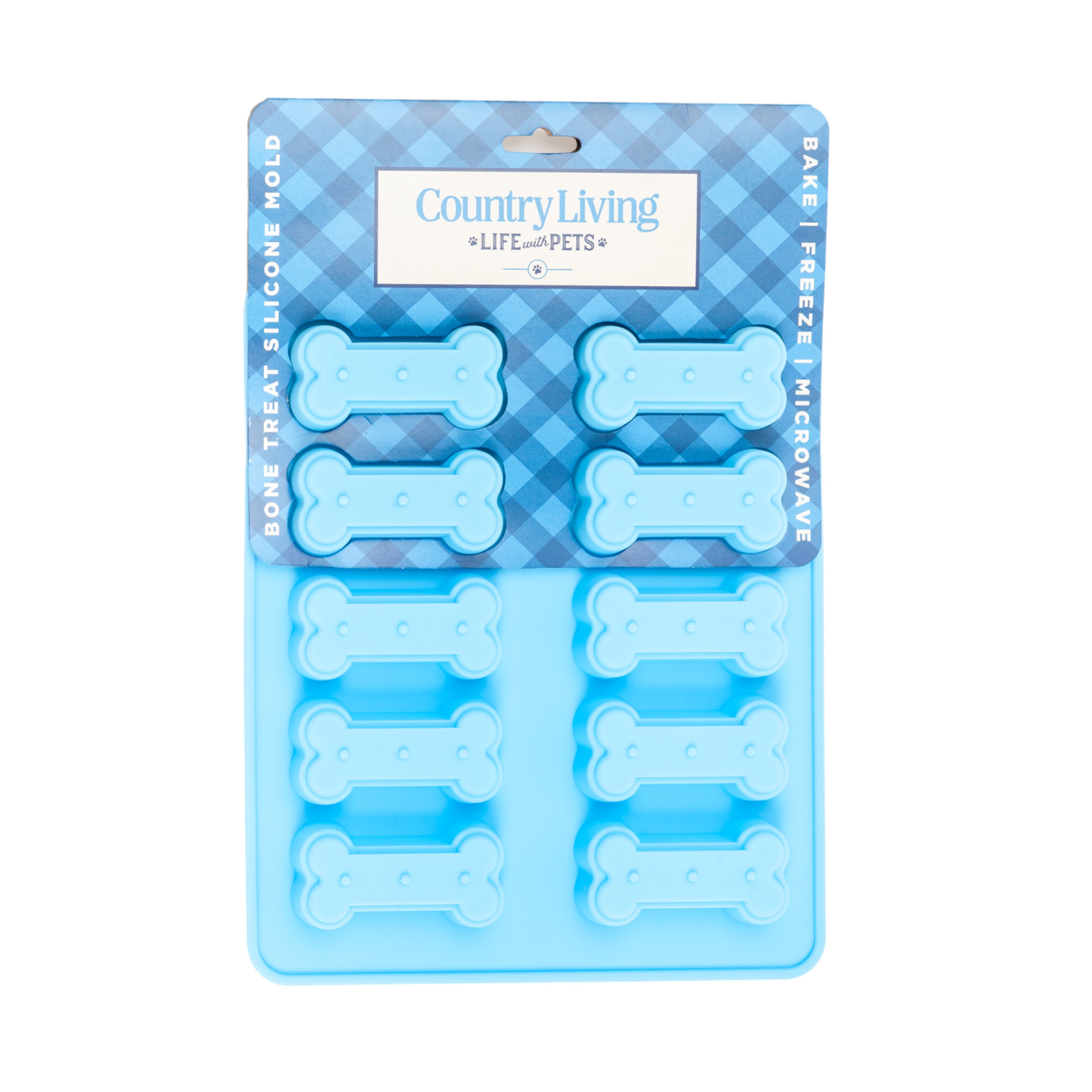 Country Living Bone-Shaped Silicone Baking Tray (10-Cavity Mold)  for Homemade Dog Treats, Candy, Cookies, Chocolate, and Ice Cubes