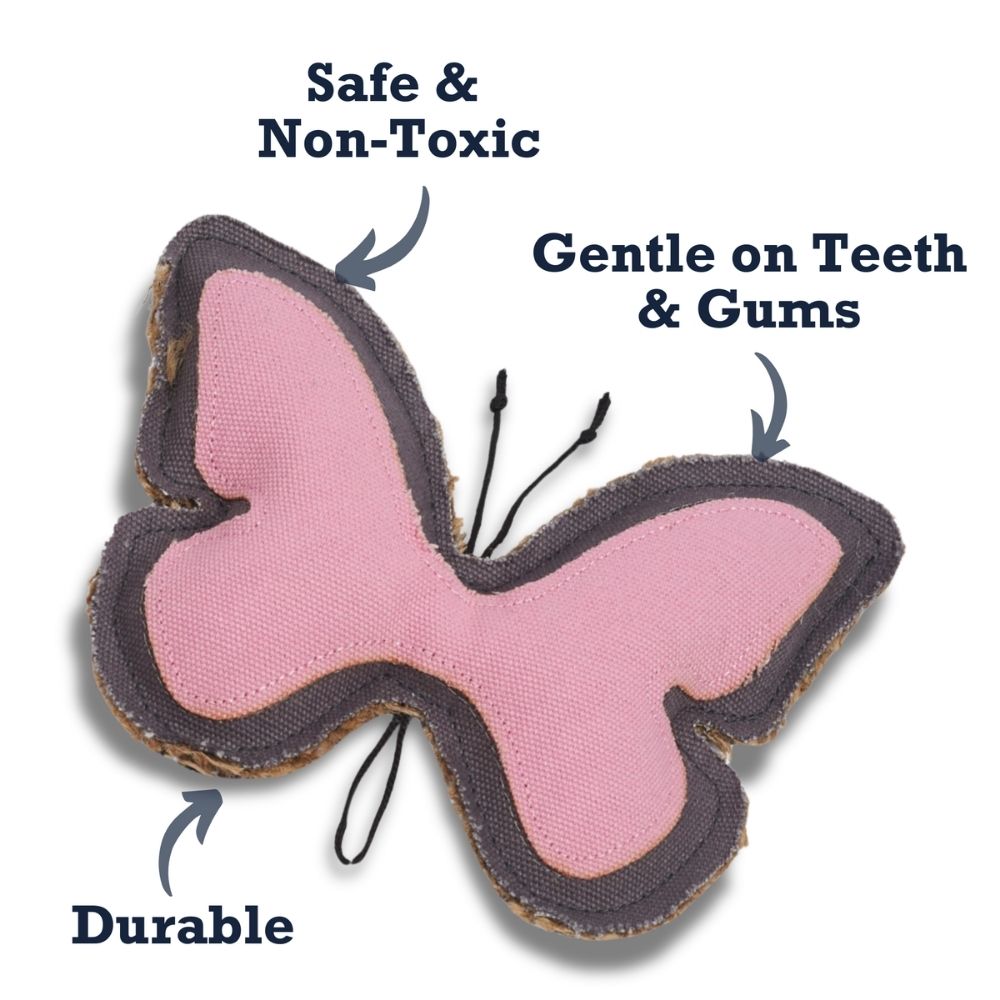Butterfly-Shaped Canvas & Jute Dog Chew Toy