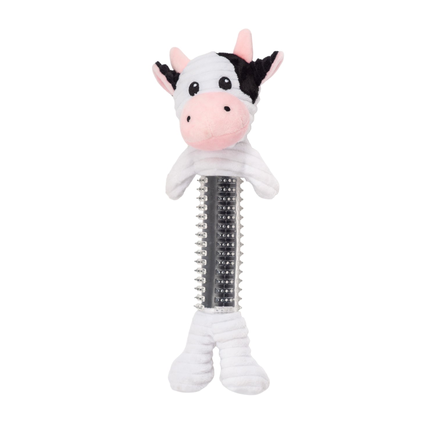 Country Living Black & White Cow Plush Dog Toy with Textured Rubber