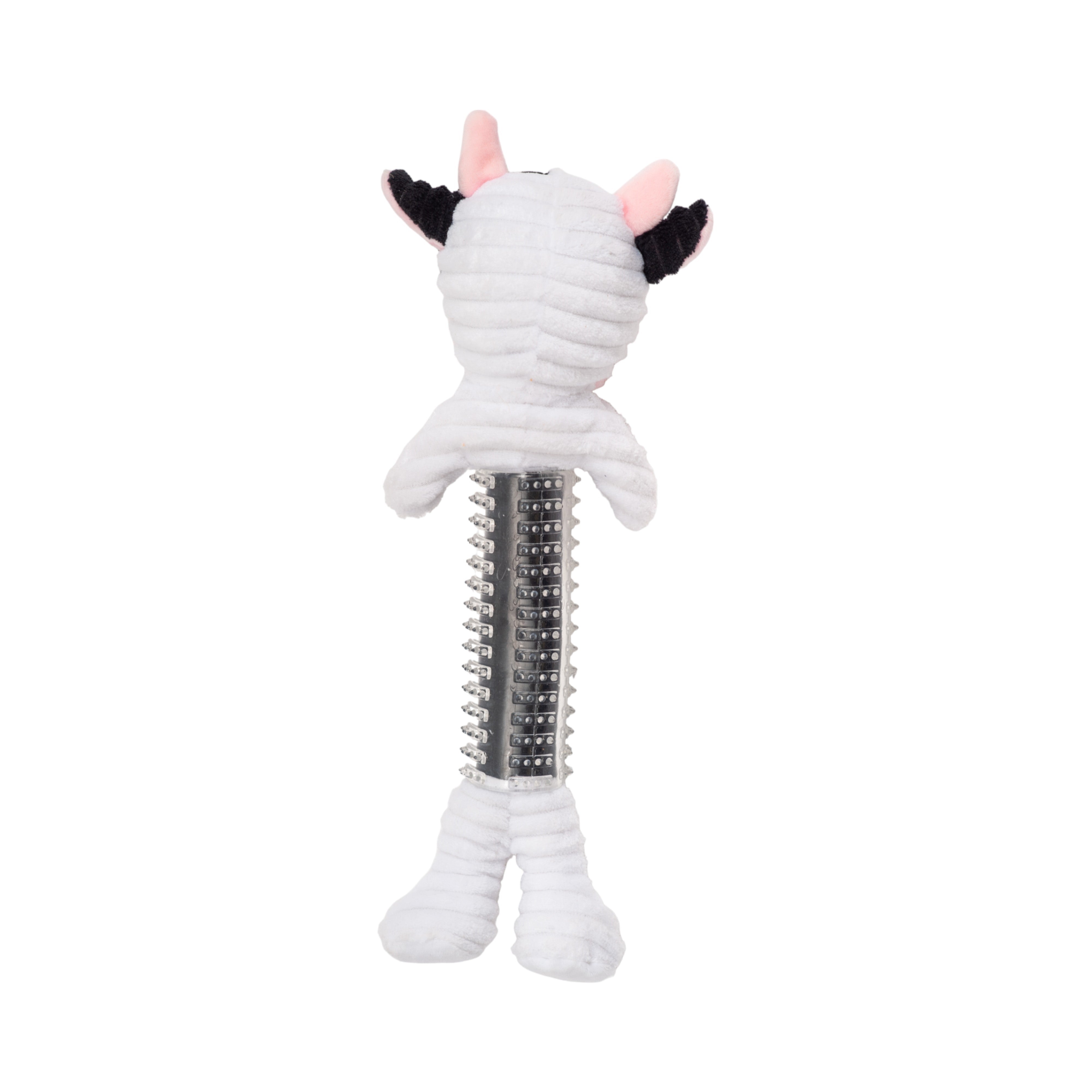 Country Living Black & White Cow Plush Dog Toy with Textured Rubber