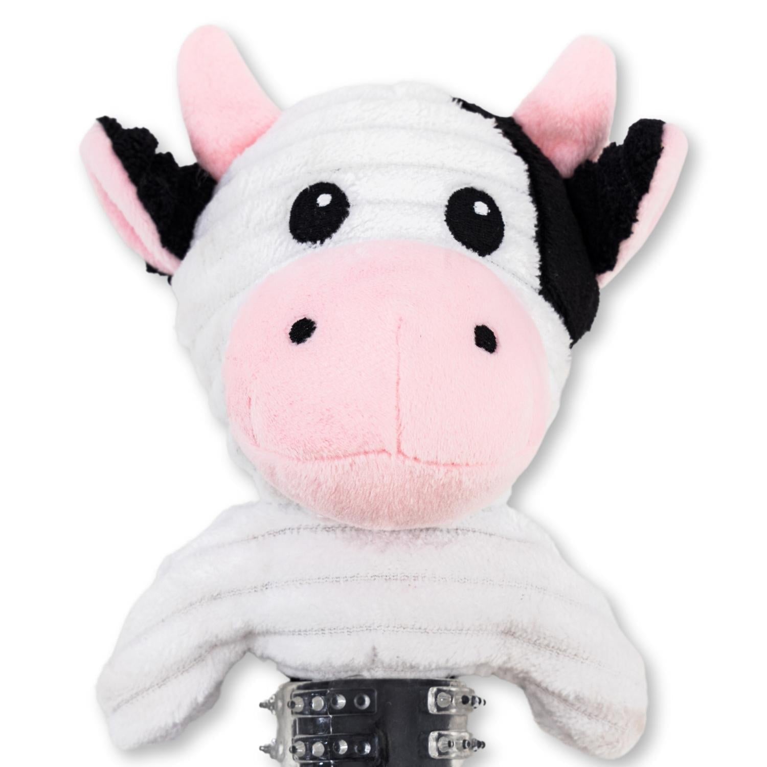 Country Living Black & White Cow Plush Dog Toy with Textured Rubber