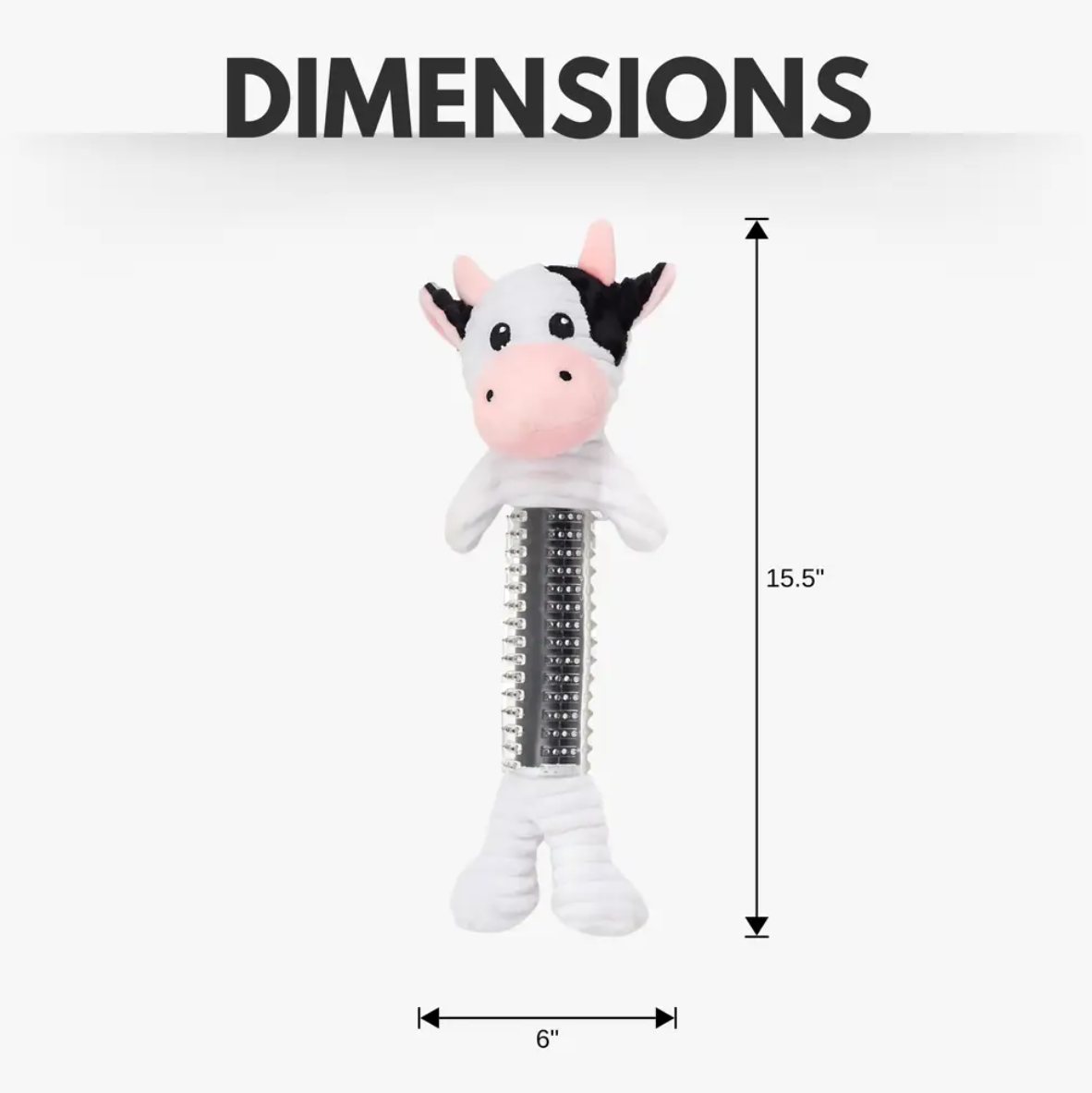 Country Living Black & White Cow Plush Dog Toy with Textured Rubber