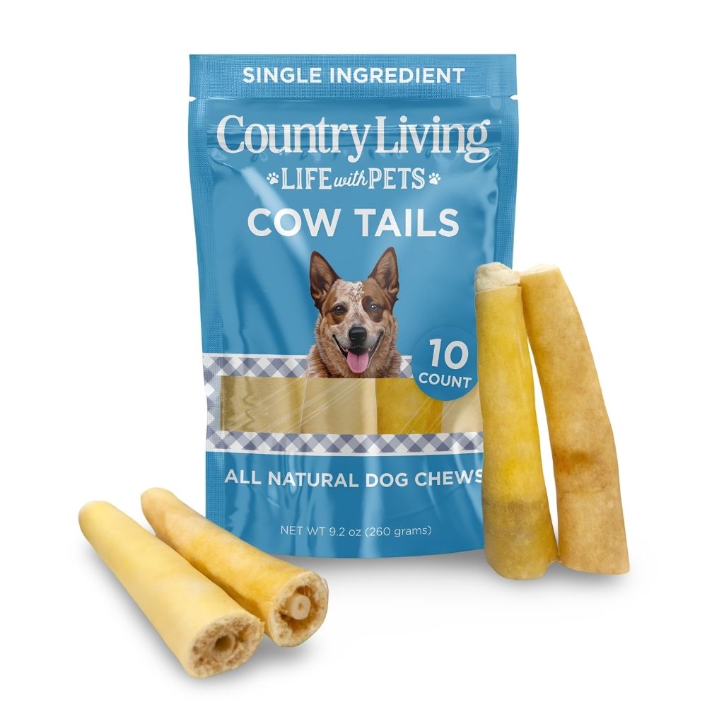 Country Living 5-7 Cow Tails Dog Chews  10 Count Bag  All-Natural, Single-Ingredient, Long-Lasting Beef Chews  High-Protein, Grain-Free  Promotes Dental Health