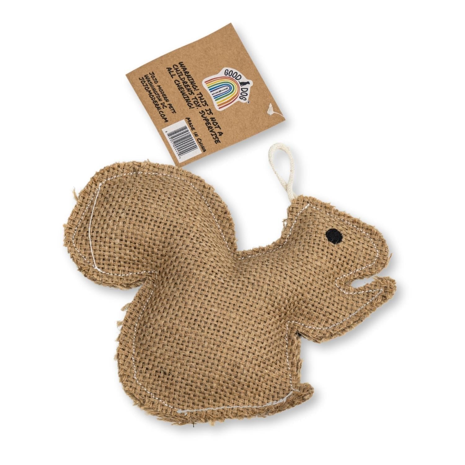 Rustic Jute Squirrel Dog Toy, 7.5 × 6 in, for Small to Medium Dogs