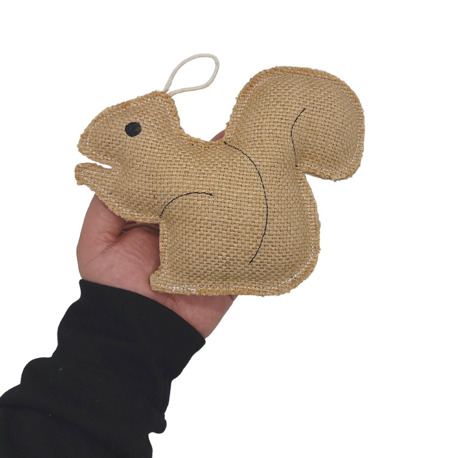Rustic Jute Squirrel Dog Toy, 7.5 × 6 in, for Small to Medium Dogs