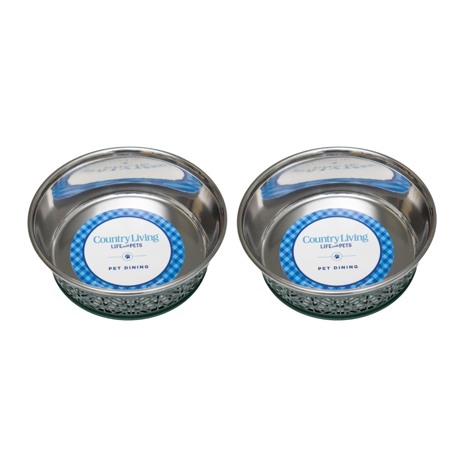 Country Living Set of 2 Stainless Steel Dog Bowls  Farmhouse Style, Ideal for Small to Medium Dogs