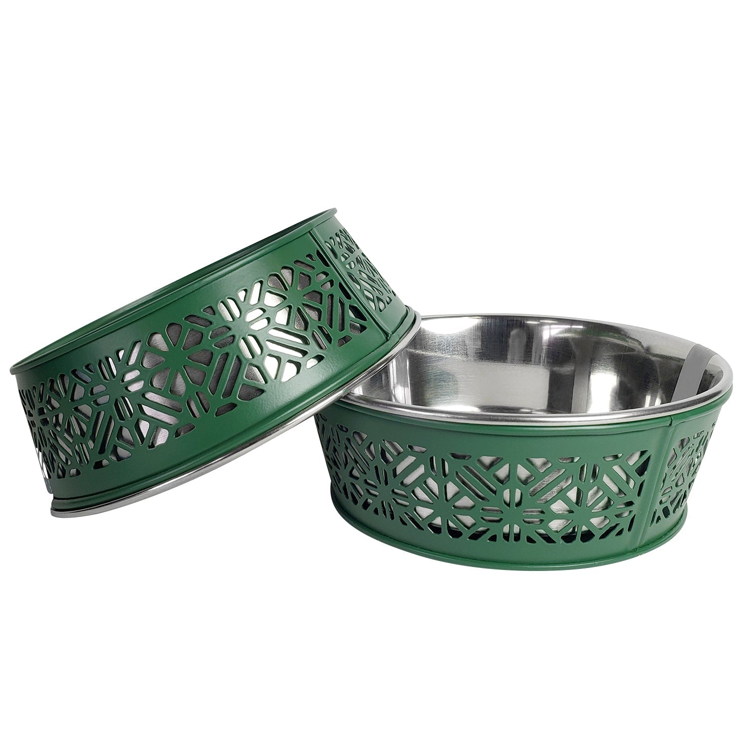Country Living Set of 2 Stainless Steel Dog Bowls  Farmhouse Style, Ideal for Small to Medium Dogs