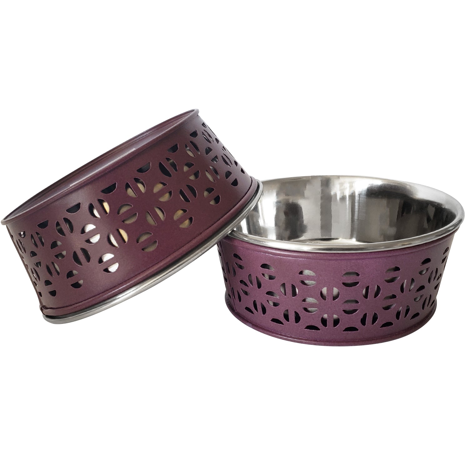 Country Living Set of 2 Stainless Steel Dog Bowls  Farmhouse Style, Ideal for Small to Medium Dogs