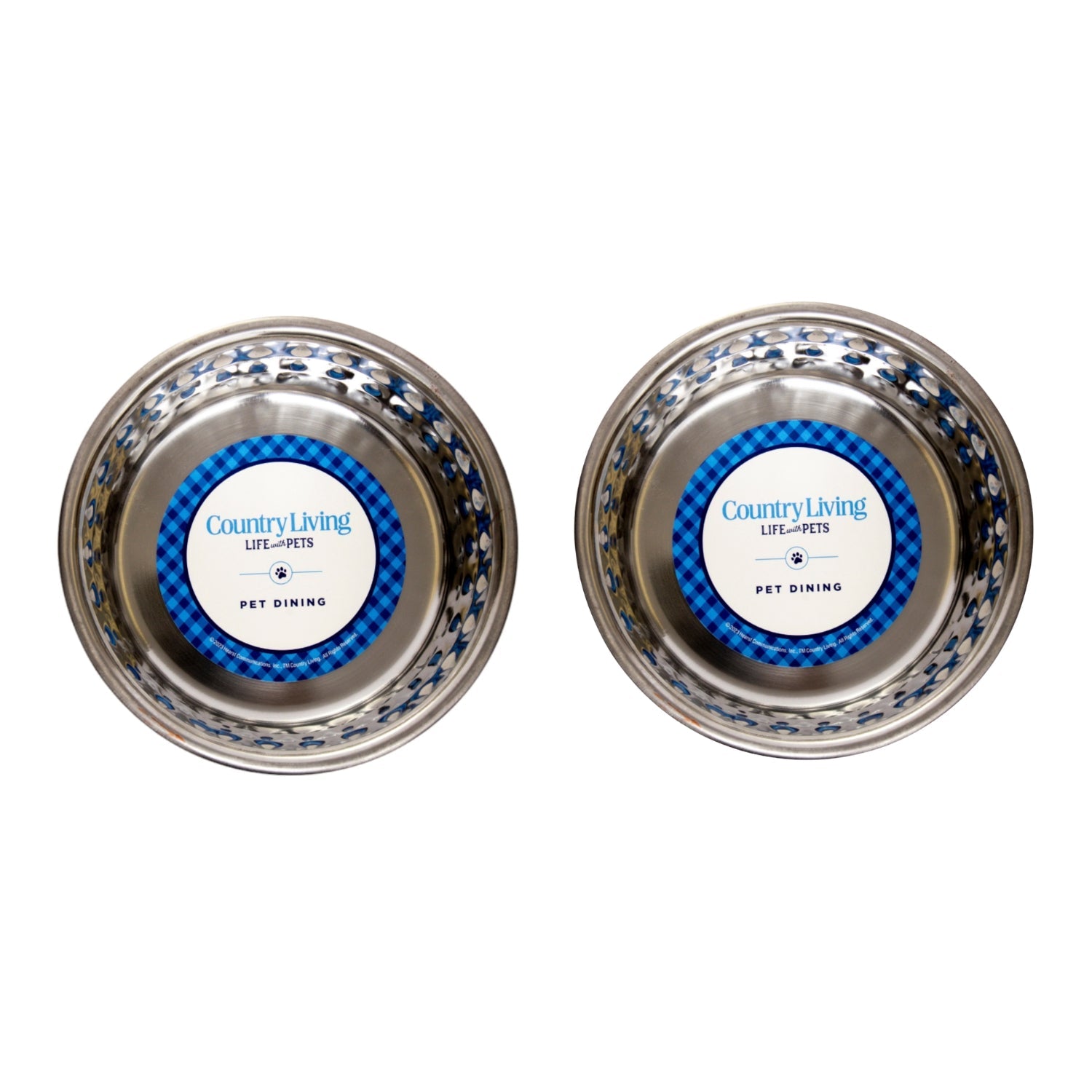 Country Living Set of 2 Hammered Stainless Steel Dog Bowls  Lavender