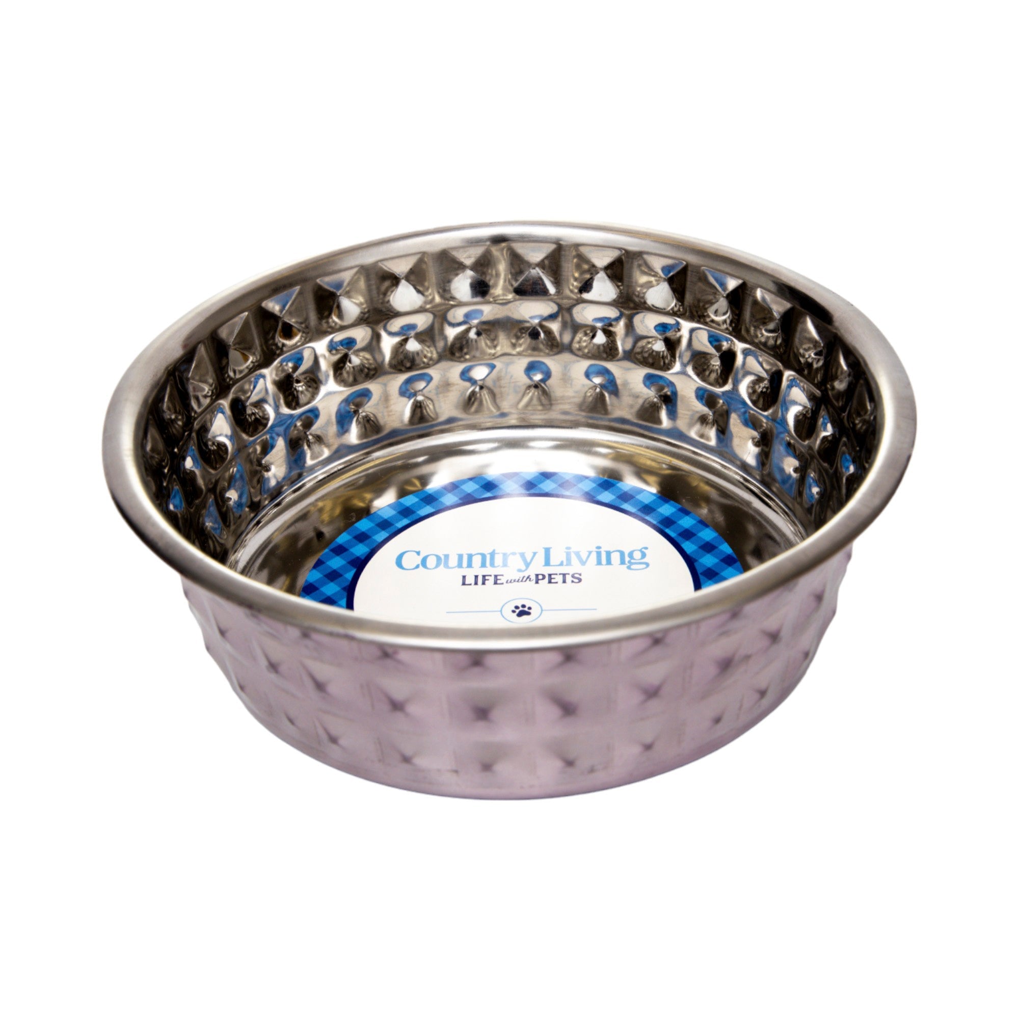 Country Living Set of 2 Hammered Stainless Steel Dog Bowls  Lavender
