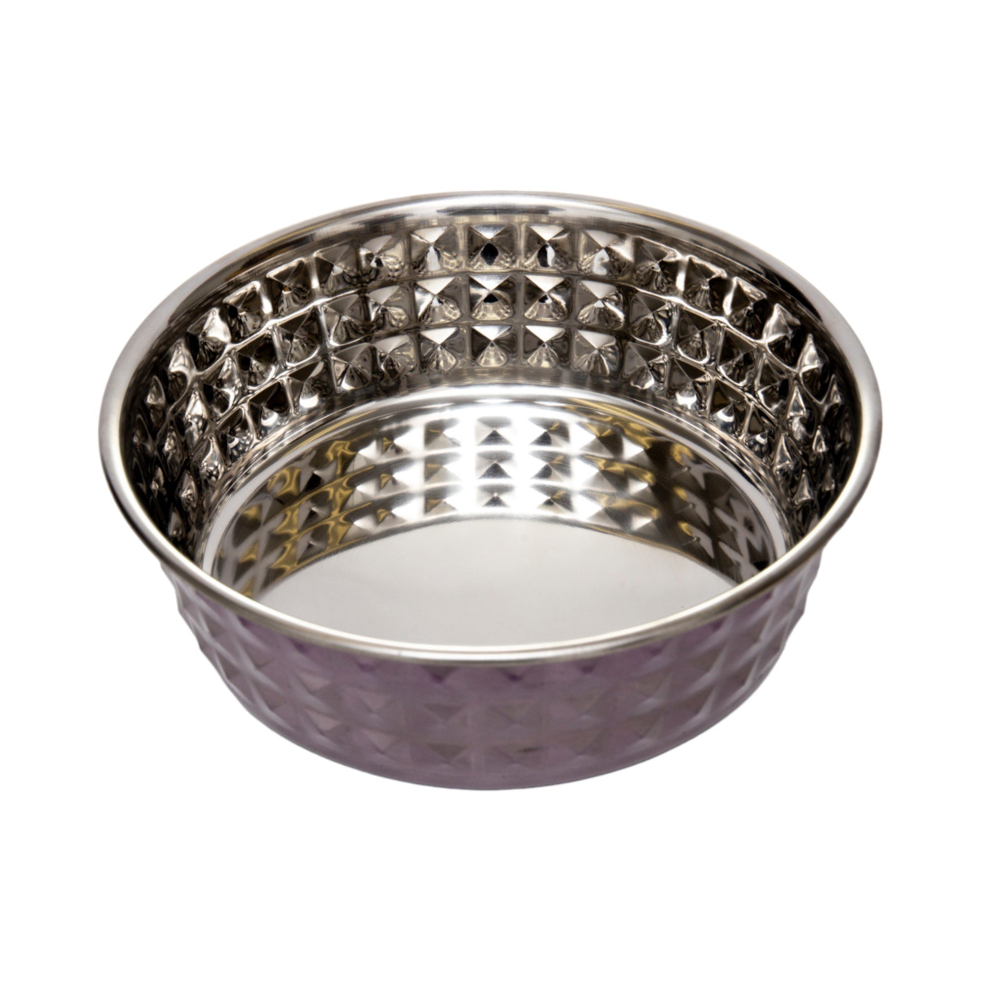 Country Living Set of 2 Hammered Stainless Steel Dog Bowls  Lavender