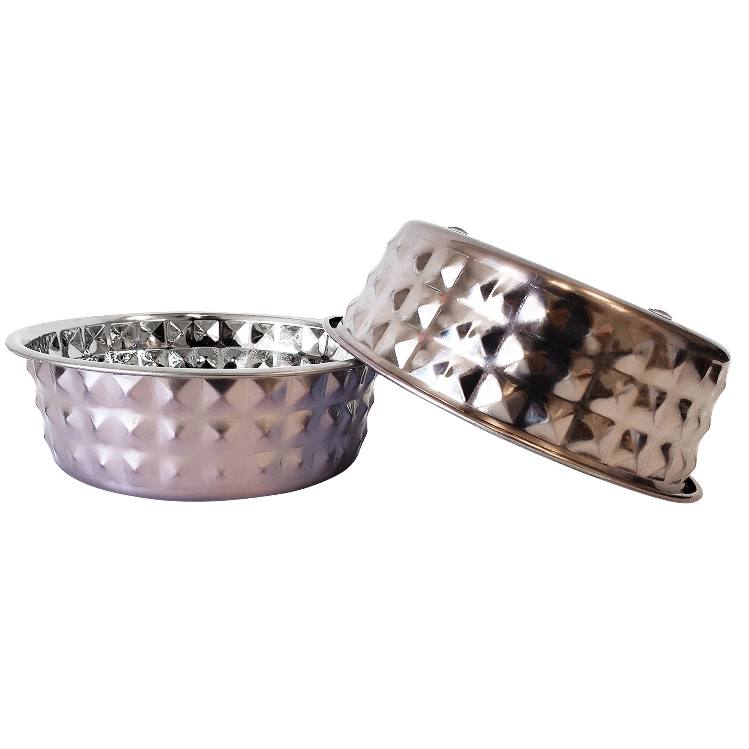Country Living Set of 2 Hammered Stainless Steel Dog Bowls  Lavender