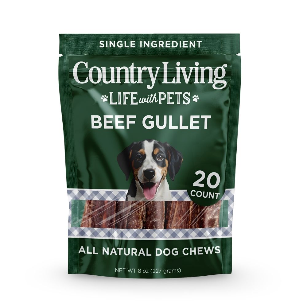 Country Living 6 Gullet Flats Dog Treats  20 Count Bag  All-Natural Beef Esophagus Chews  High-Protein, Easily Digestible, Single-Ingredient Dog Treats  Grain-Free & Long-Lasting