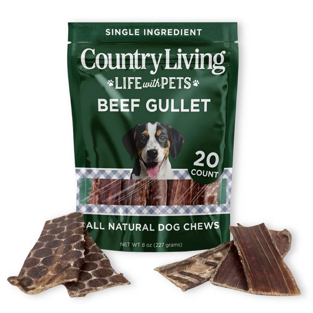 Country Living 6 Gullet Flats Dog Treats  20 Count Bag  All-Natural Beef Esophagus Chews  High-Protein, Easily Digestible, Single-Ingredient Dog Treats  Grain-Free & Long-Lasting