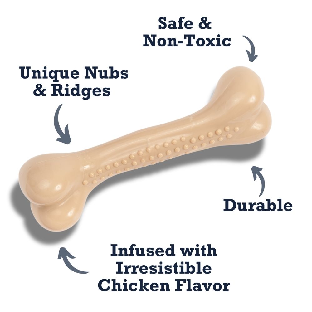 Country Living Nylon Chew Bone Dog Toy, Chicken Flavor, Small 6 Inch & Large 8 Inch