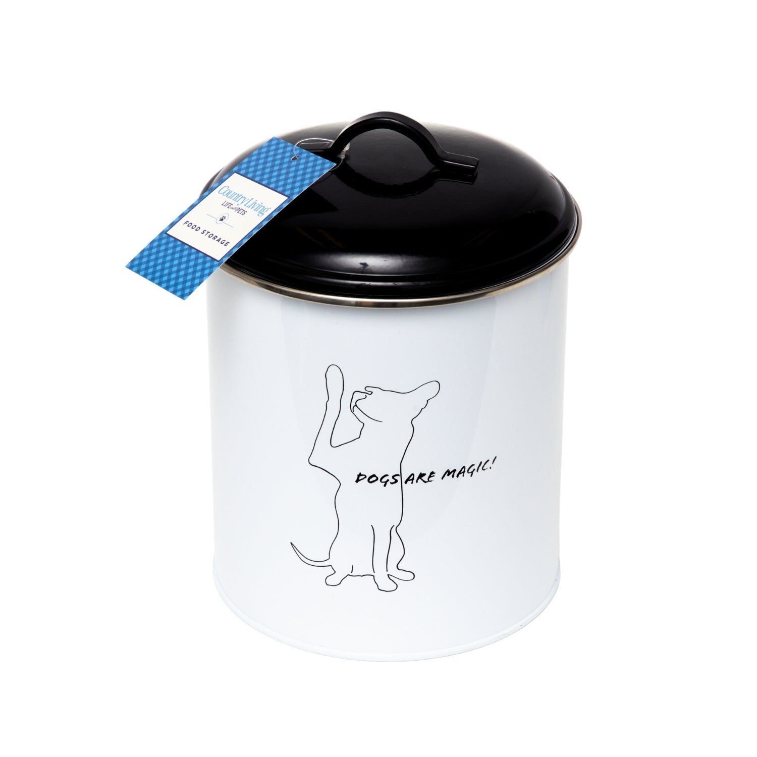 Country Living Set of 3 Pet Treat Storage Canisters  Black & White