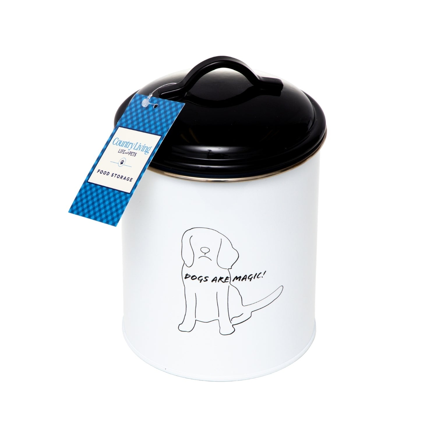 Country Living Set of 3 Pet Treat Storage Canisters  Black & White