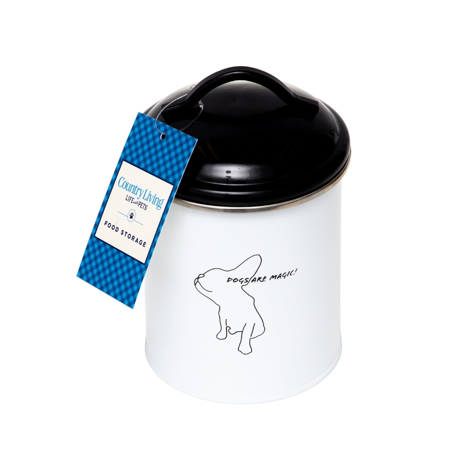 Country Living Set of 3 Pet Treat Storage Canisters  Black & White