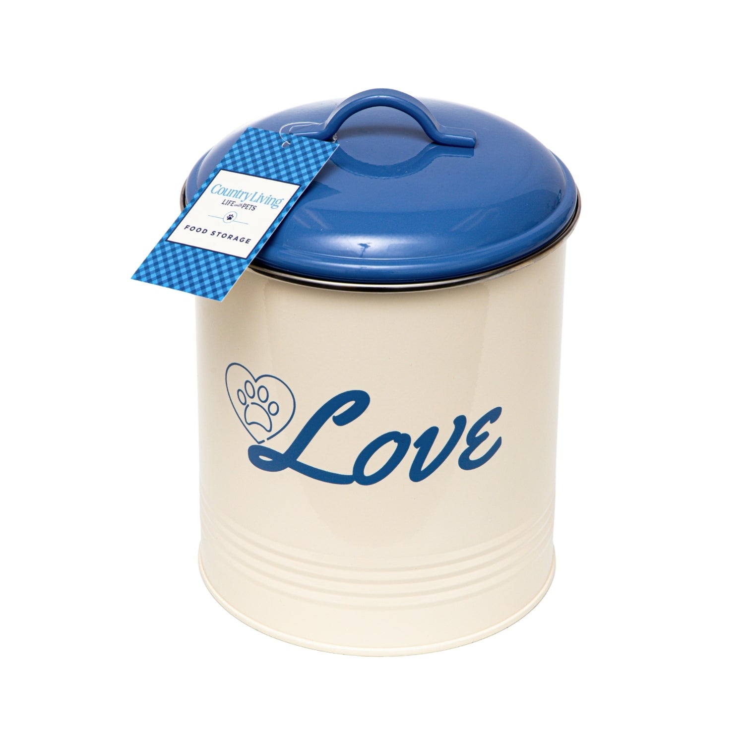 Country Living Set of 3 Pet Treat Canisters, Dog Treat Storage  French Blue Lid