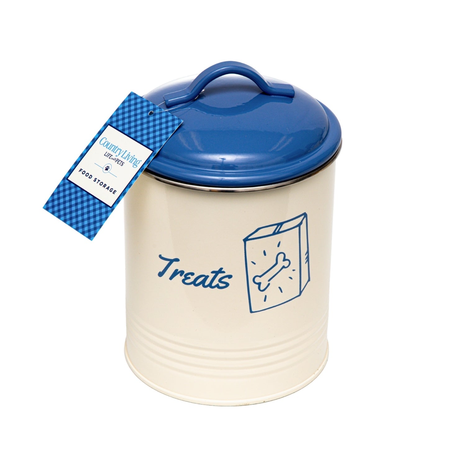 Country Living Set of 3 Pet Treat Canisters, Dog Treat Storage  French Blue Lid