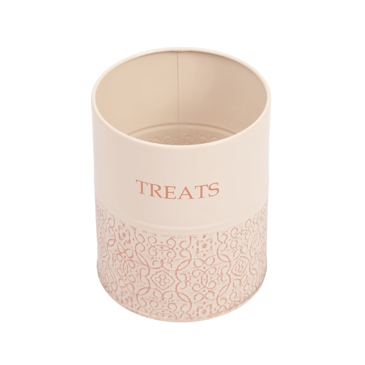 Country Living Dog Treat Canisters - Set of 2 Carbon Steel Jars with Bamboo Lids  White Swan