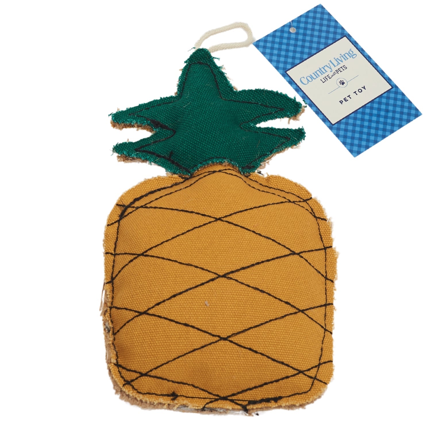 Pineapple-Shaped Canvas & Jute Dog Chew Toy