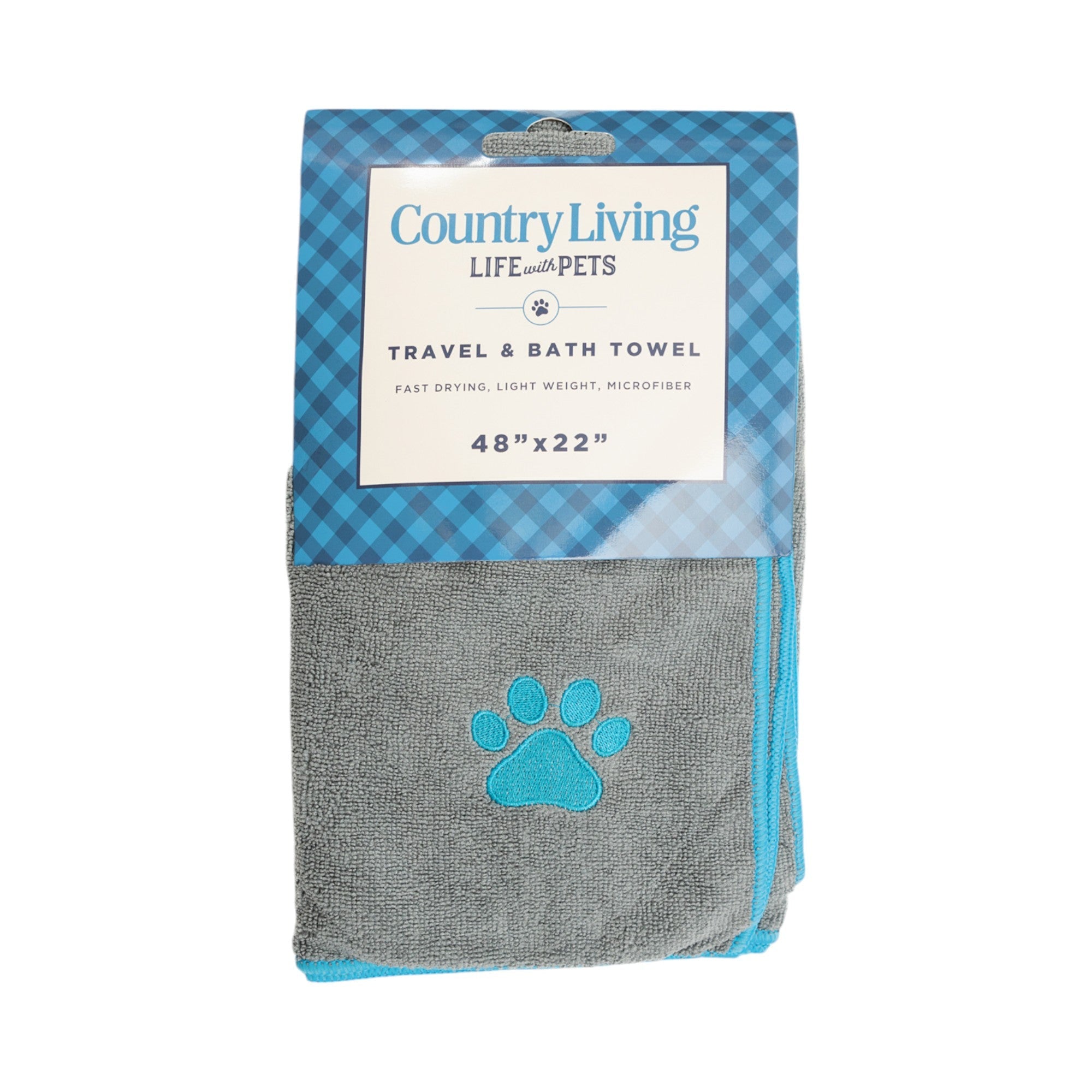 Country Living Large Gray Microfiber Dog Bath Towel, 48 × 22 in
