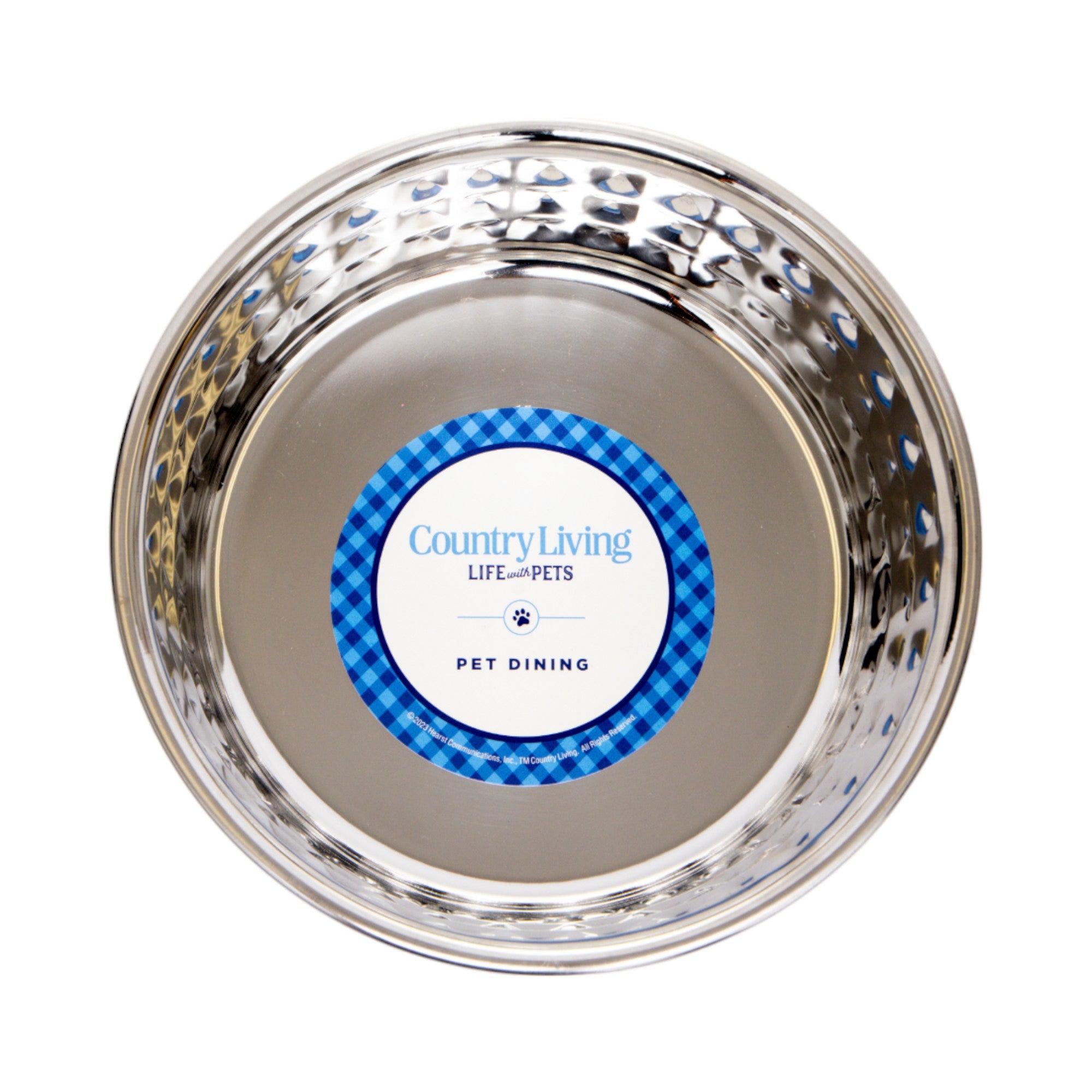 Country Living Set of 2 Hammered Stainless Steel Dog Bowls  Rose Quartz/64oz