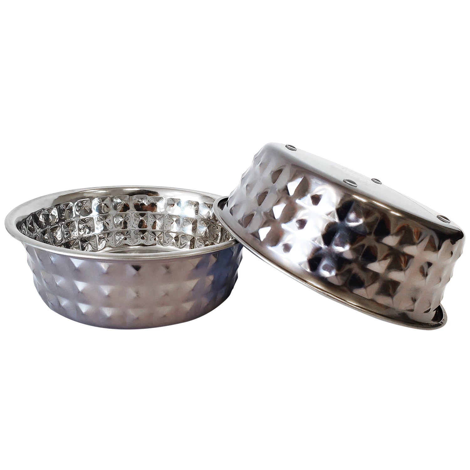 Country Living Set of 2 Hammered Stainless Steel Dog Bowls  Black Pearl