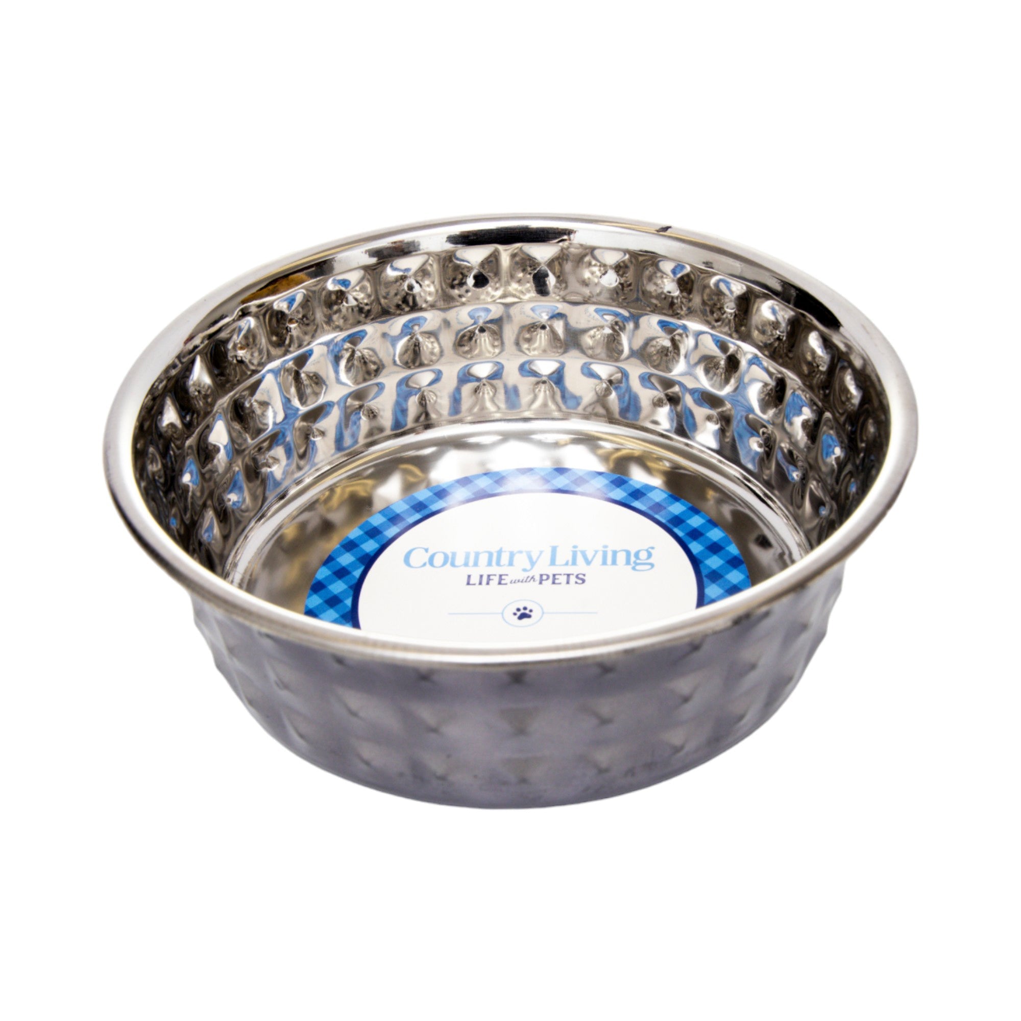 Country Living Set of 2 Hammered Stainless Steel Dog Bowls  Black Pearl