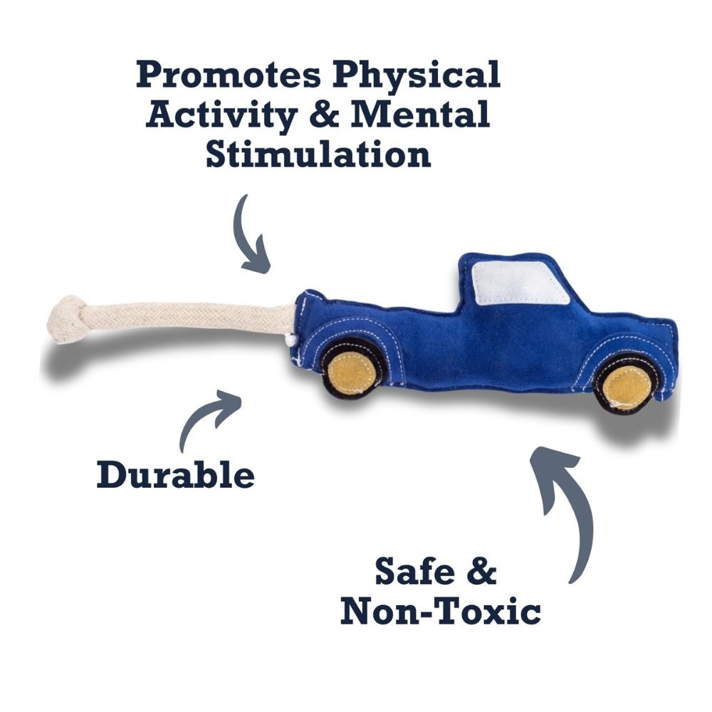 Country Living Blue Faux Leather Pickup Truck Dog Toy