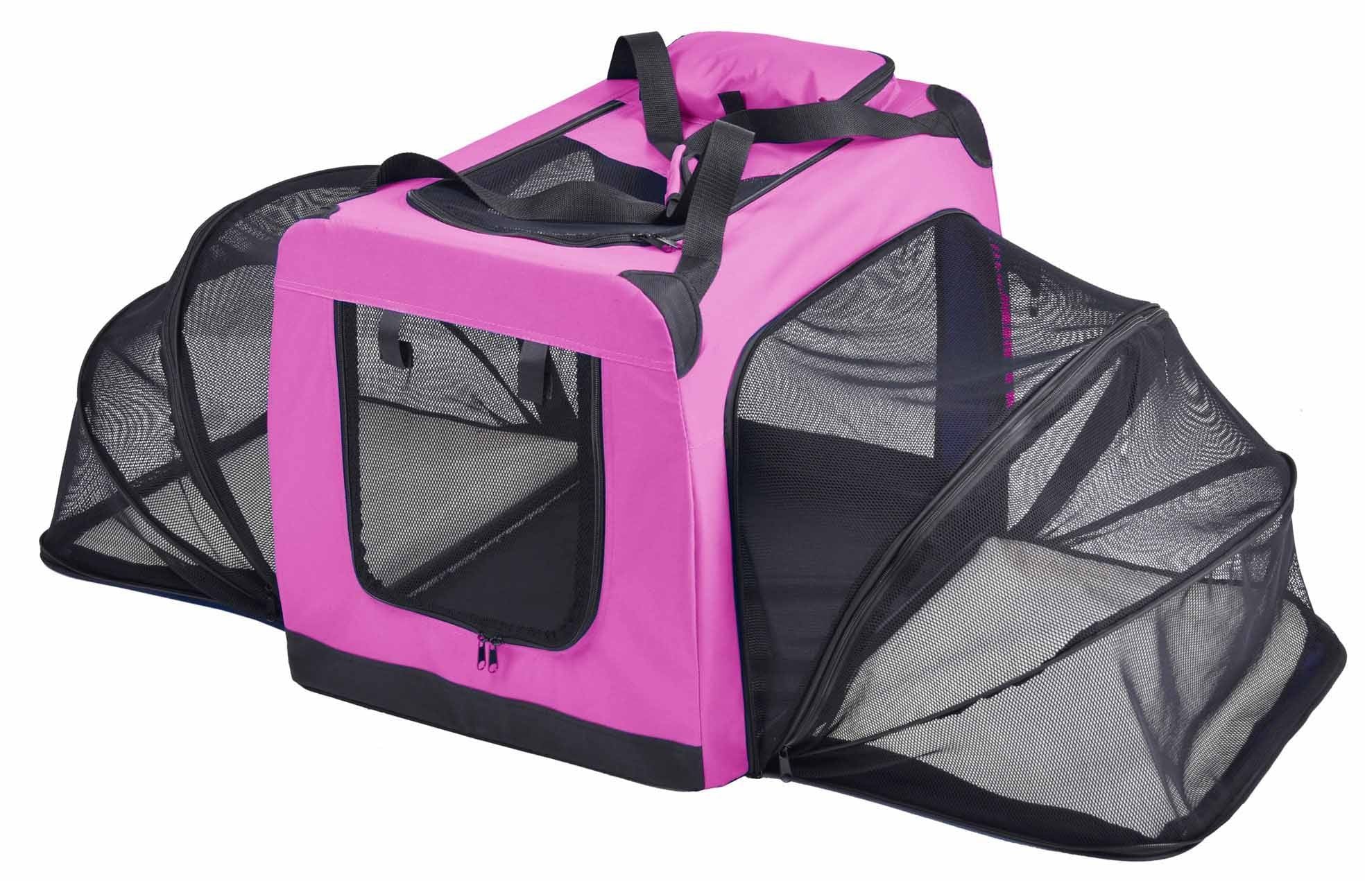 Pet Life Hounda Accordion Metal Framed Softfolding Collapsible Dualsided Expandable Pet Dog Crate(D0102H70Hbu.)