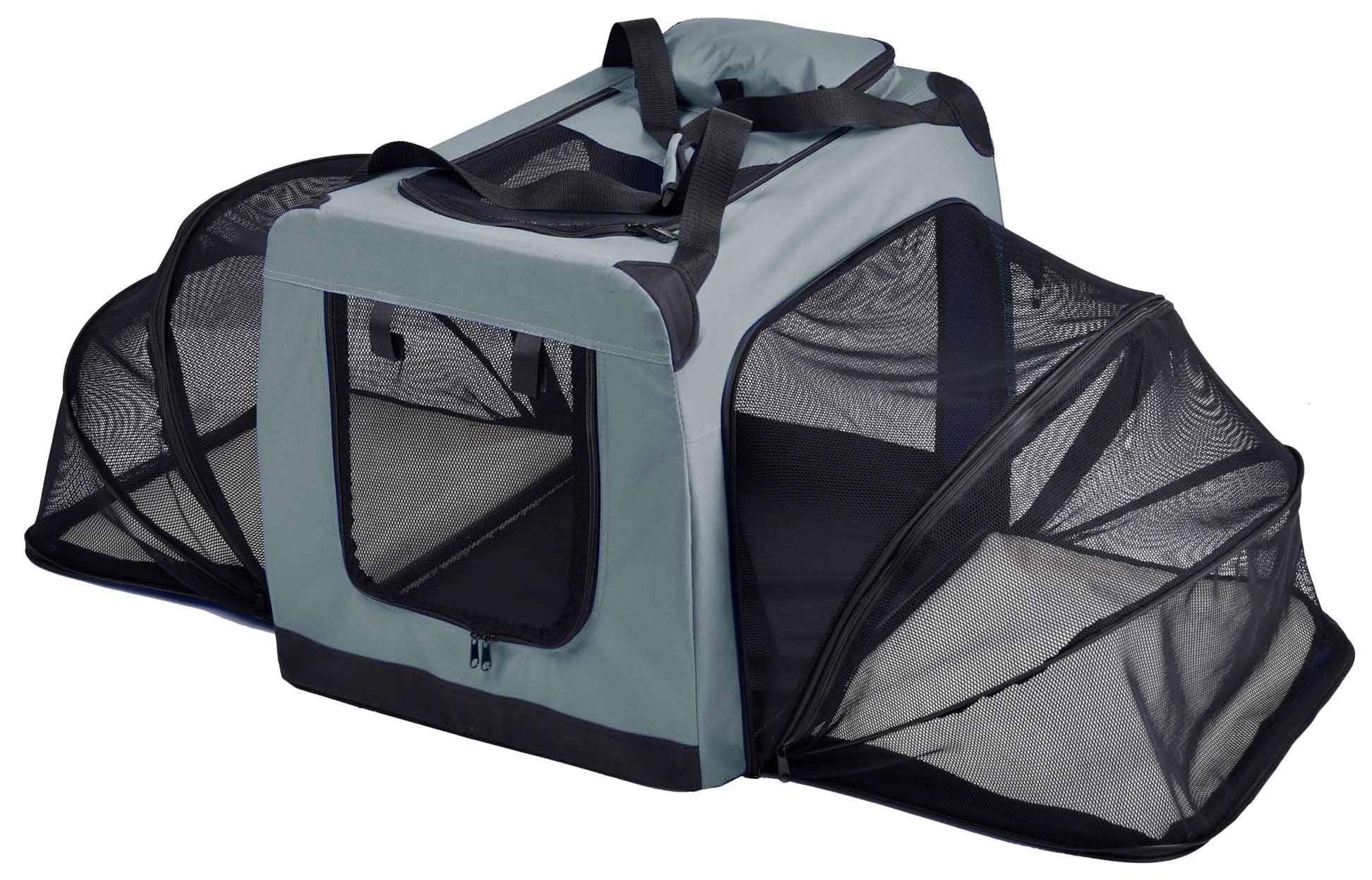 Pet Life Hounda Accordion Metal Framed Soft-Folding Collapsible Dual-Sided Expandable Pet Dog Crate(D0102H70HV7.)