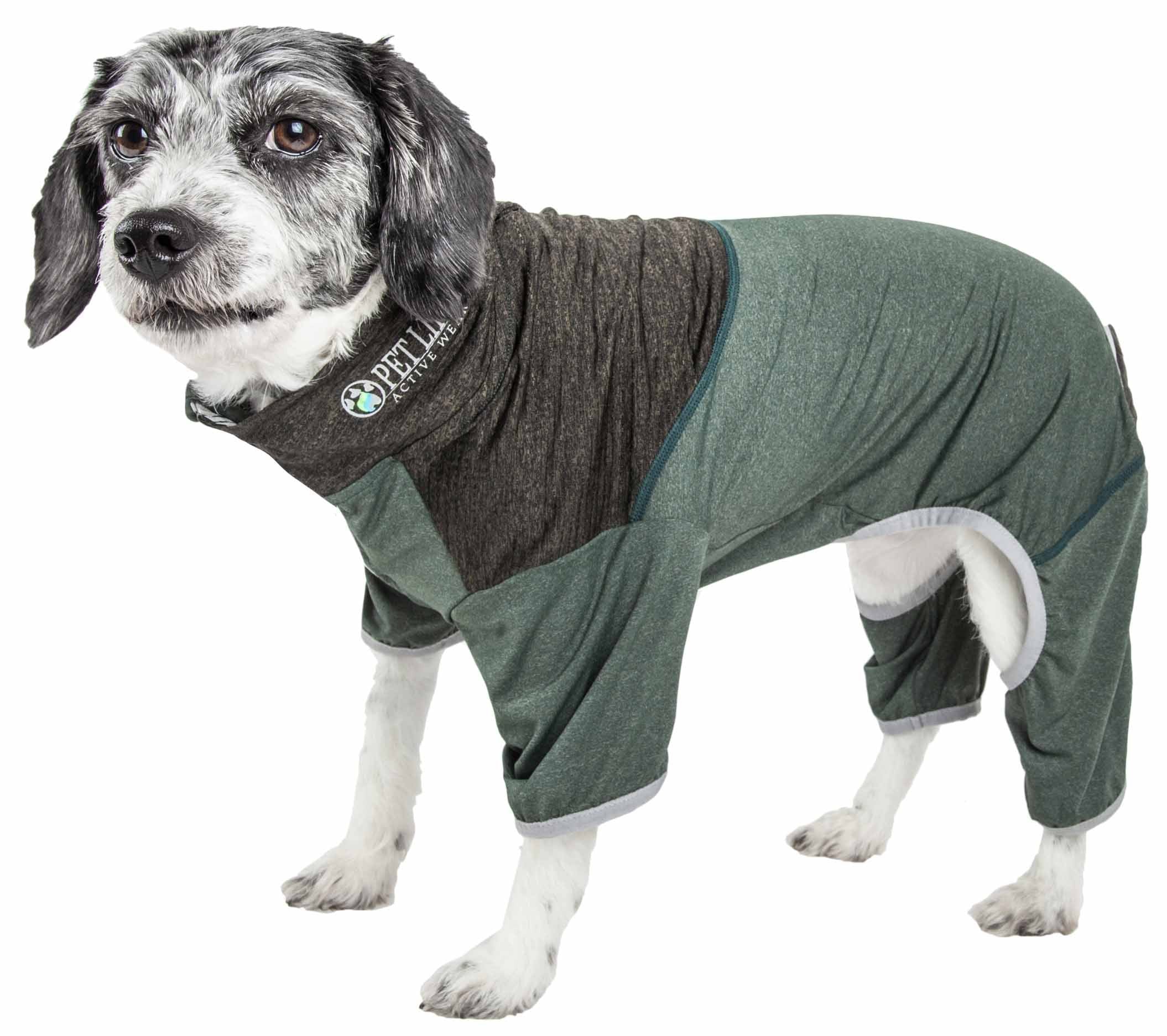 Pet Life Active 'Embarker' Heathered Performance 4-Way Stretch Two-Toned Full Body Warm Up(D0102H70W2W.)