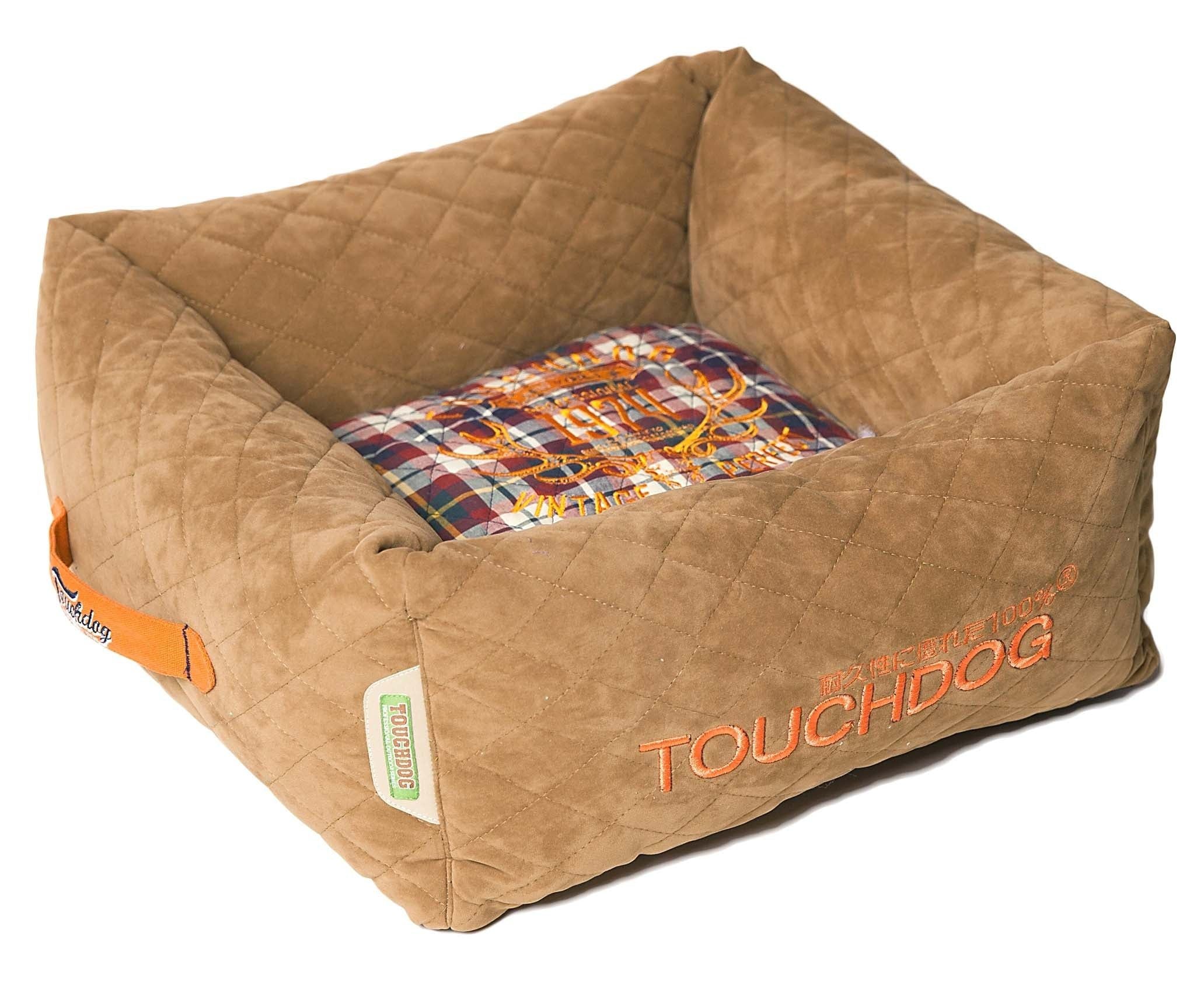Touchdog Exquisitewuff Posh Rectangular Diamond Stitched Fleece Plaid Dog Bed(D0102H7Lkfv.)