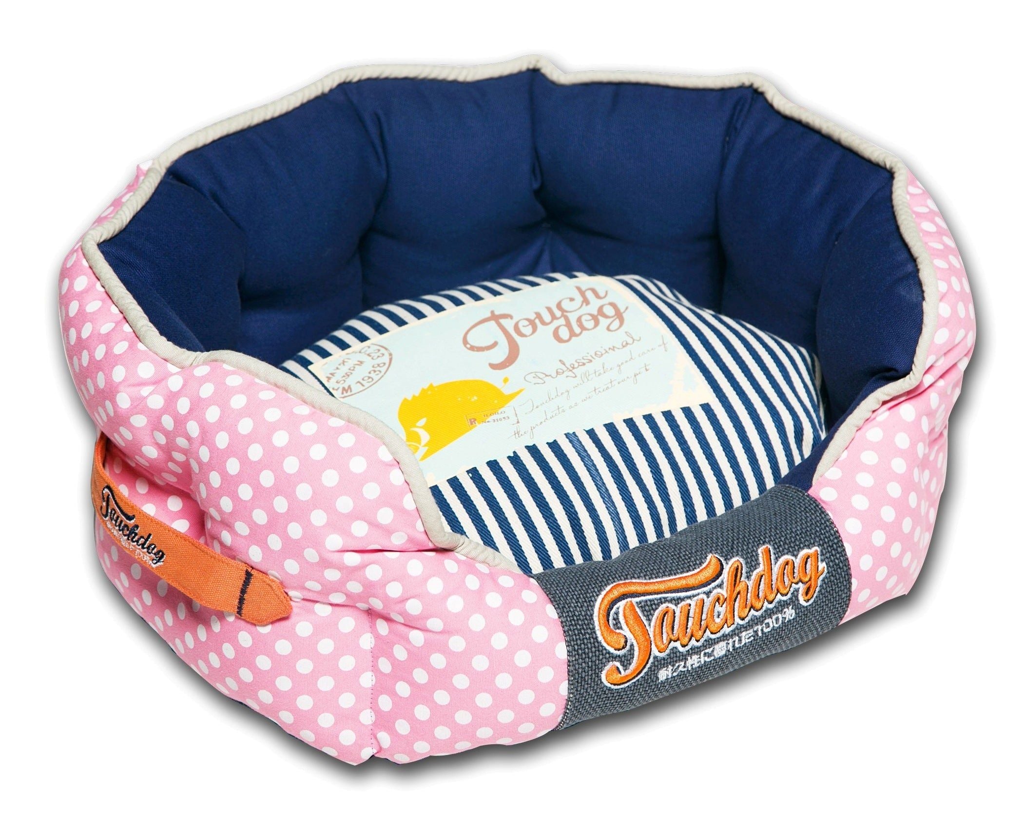 Touchdog Polkastriped Polo Rounded Fashion Dog Bed(D0102H7Lncv.)
