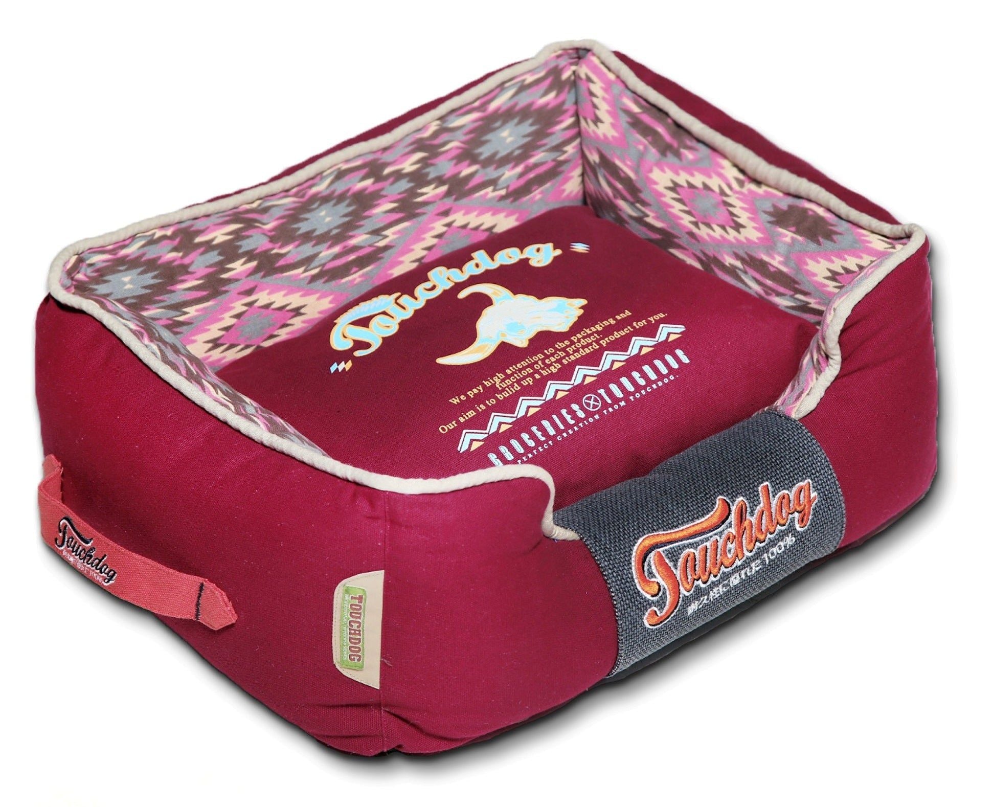 Touchdog 70S Vintagetribal Throwback Diamond Patterned Ultraplush Rectangularboxed Dog Bed(D0102H7Lniv.)