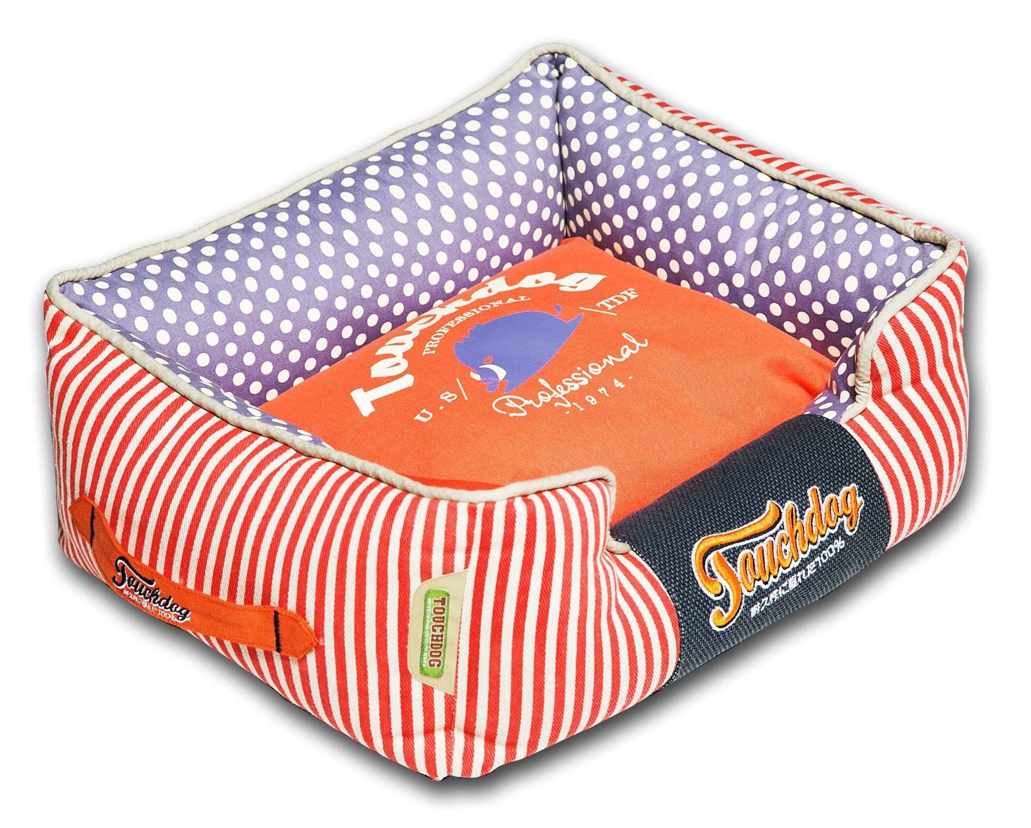 Touchdog Polkastriped Polo Easy Wash Rectangular Fashion Dog Bed(D0102H7Lnjw.)
