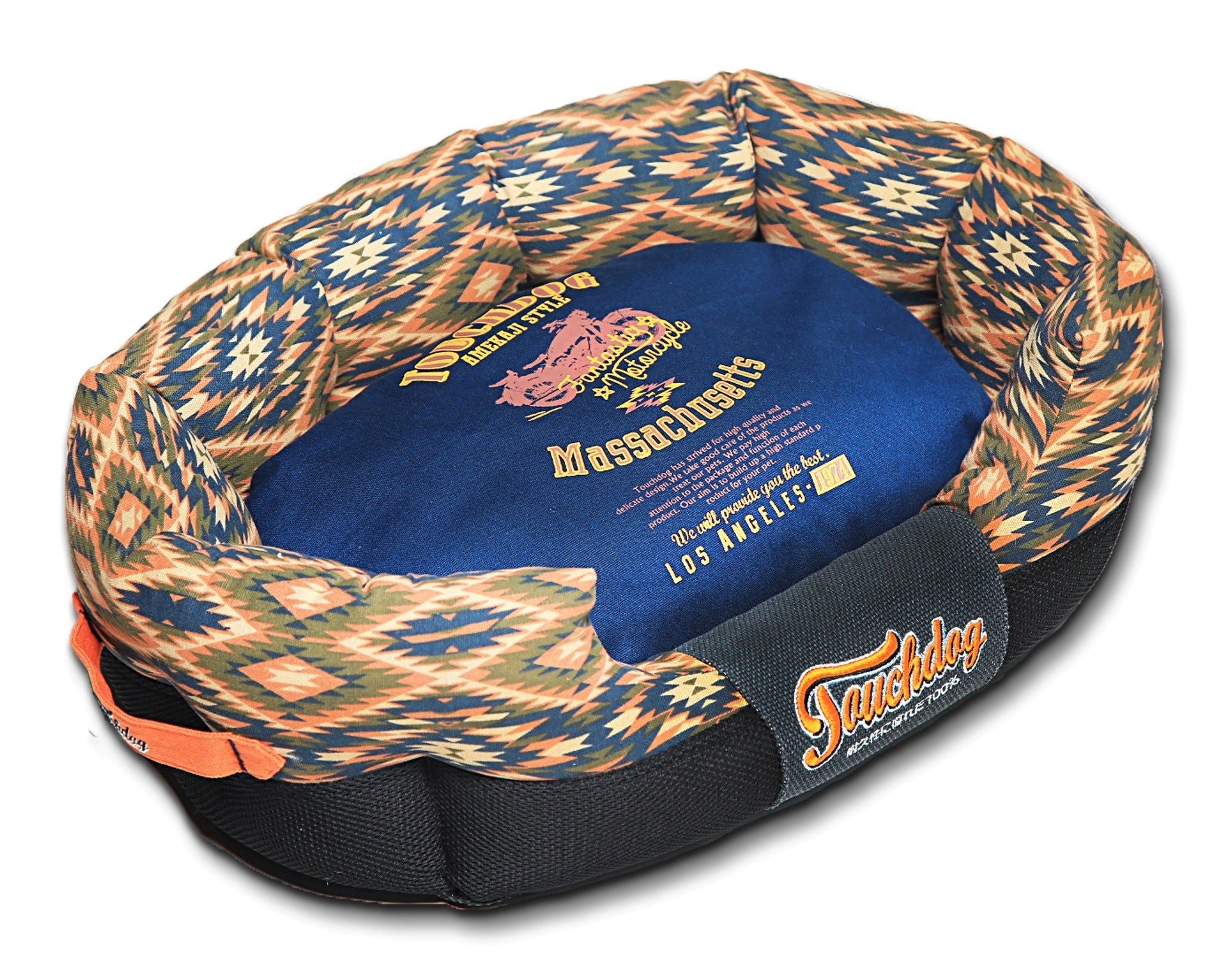 Touchdog 70S Vintagetribal Throwback Diamond Patterned Ultraplush Rectangular Rounded Dog Bed(D0102H7Lnsv.)