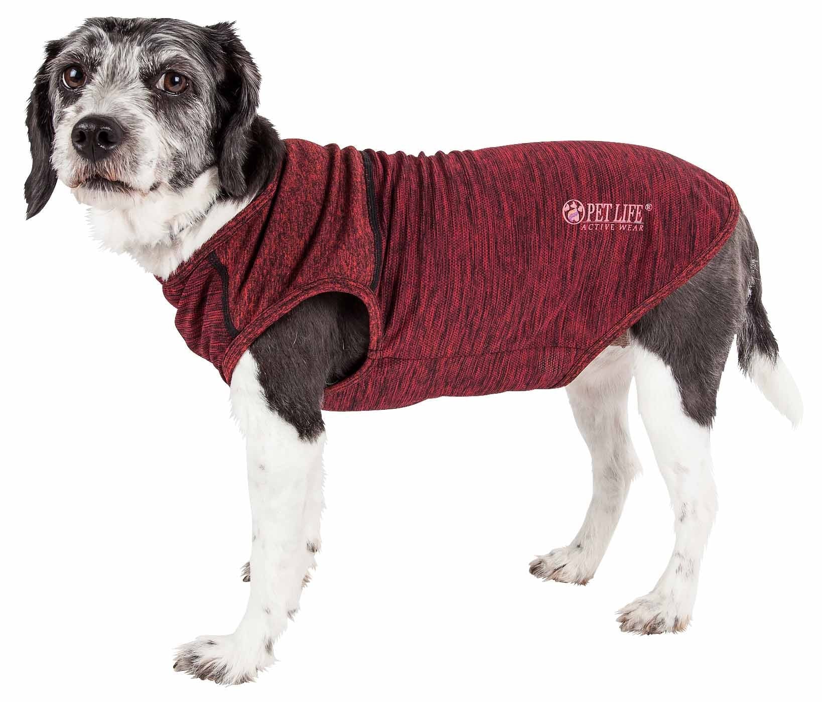 Pet Life Active 'Aero-Pawlse' Heathered Quick-Dry And 4-Way Stretch-Performance Dog Tank Top T-Shirt(D0102H7Lt3V.)