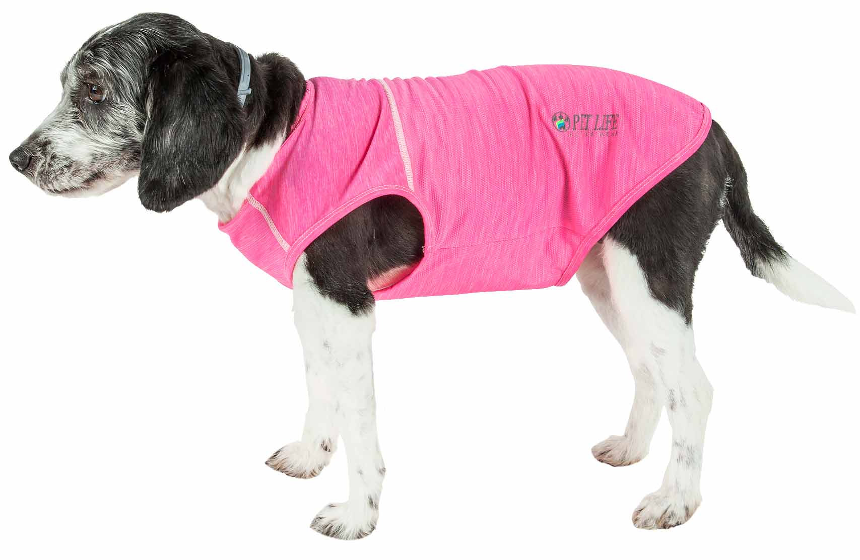 Pet Life Active 'Aero-Pawlse' Heathered Quick-Dry And 4-Way Stretch-Performance Dog Tank Top T-Shirt(D0102H7Lu7Y.)
