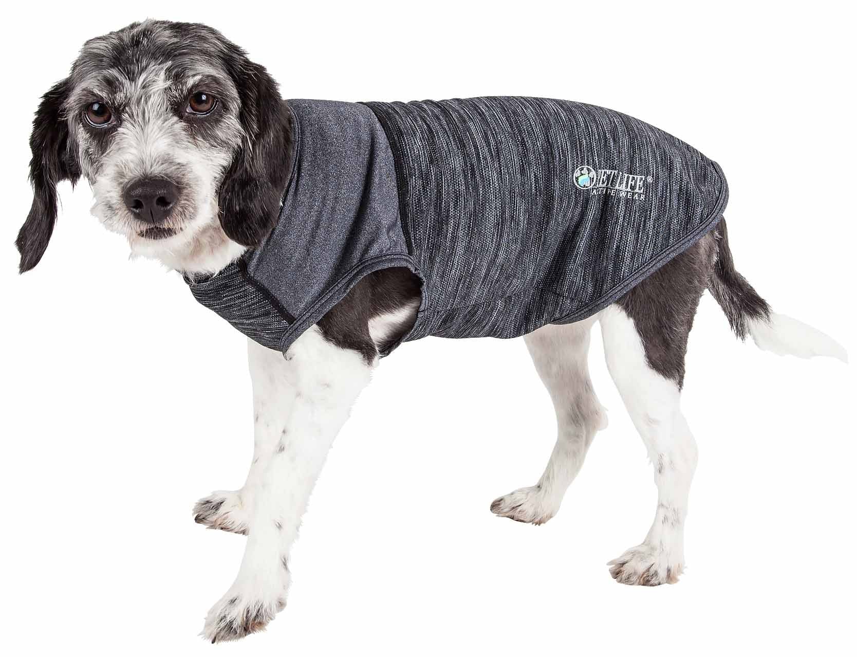 Pet Life Active 'Aero-Pawlse' Heathered Quick-Dry And 4-Way Stretch-Performance Dog Tank Top T-Shirt(D0102H7Luhy.)