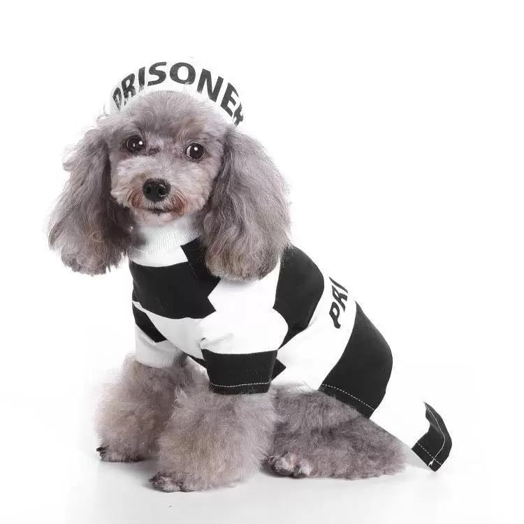 Pet Life Striped Retro Inmate Prisoner Pet Dog Costume Uniform(D0102HAXPJ7.)