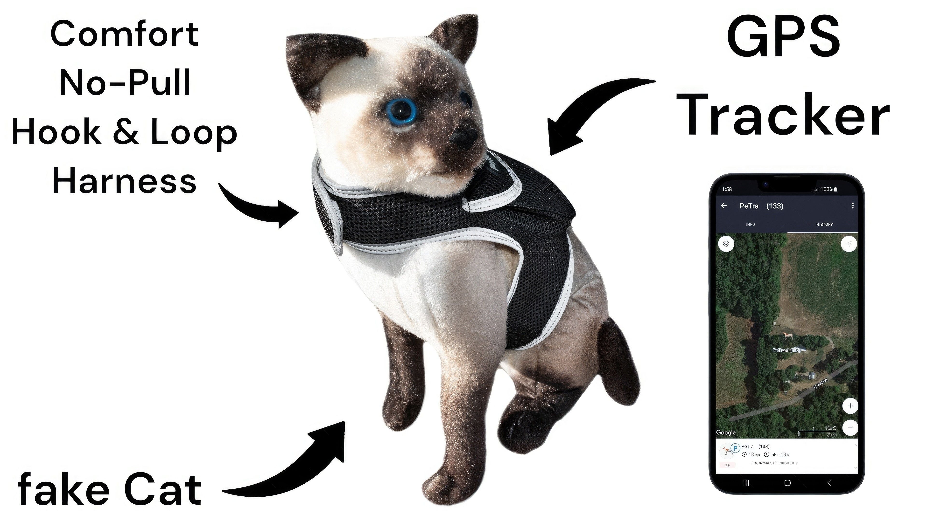 Rechargeable Pocket Cat GPS Tracking Collar Waterproof Locator Device Size:S